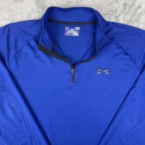 Under Armour HeatGear Mens 1/4 Zip Long Sleeve Loose Fit Shirt Royal Blue Size L